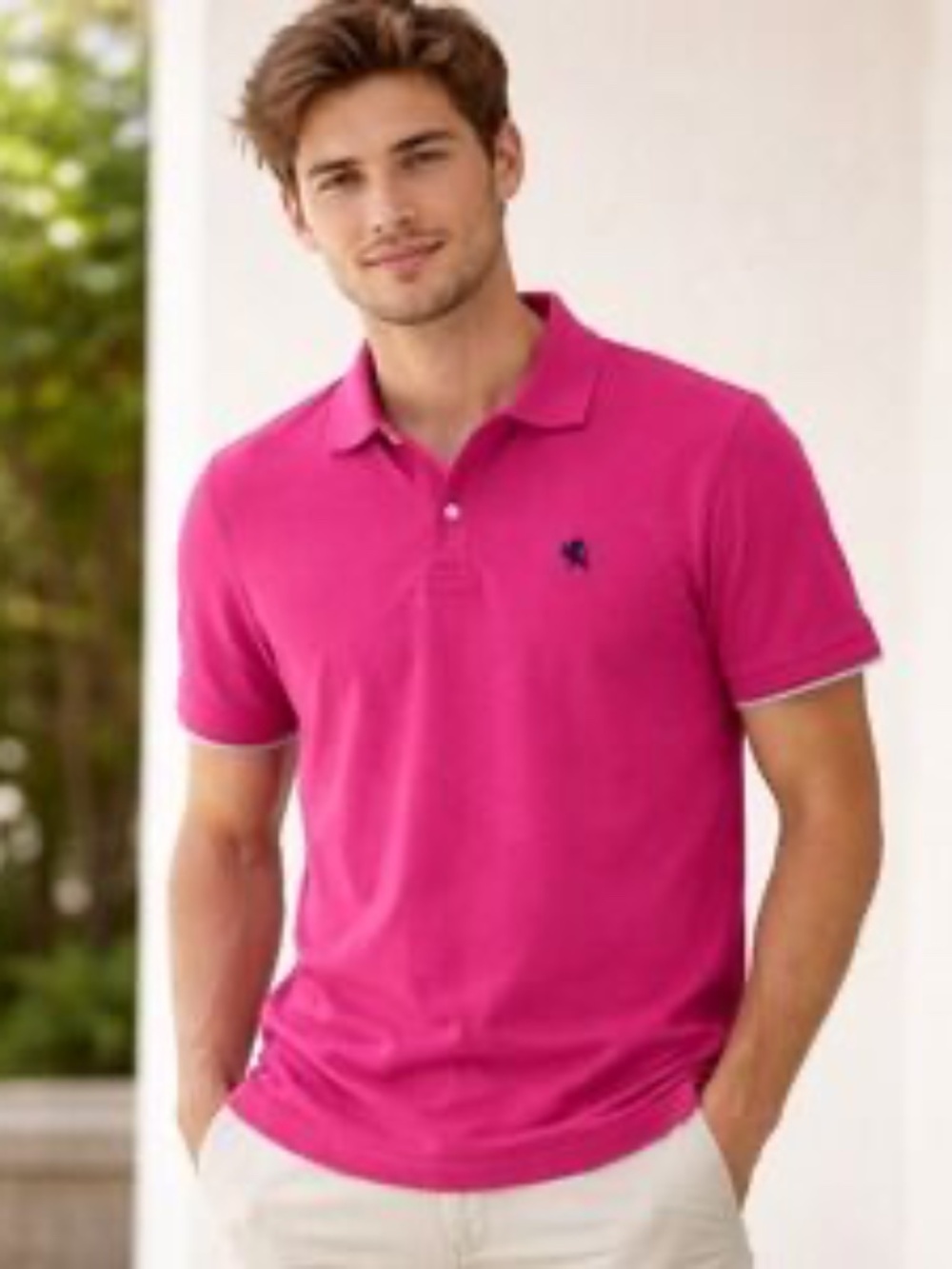 EXPRESS Men's Pink 100% Cotton Pique Polo Shirt